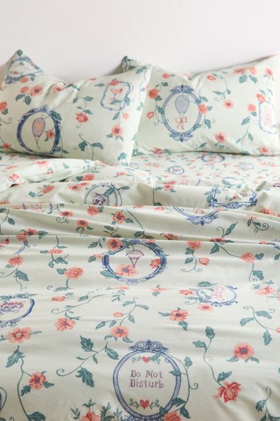 Urban Outfitters Finley Frame Patterned Core Duvet Set In Blue At