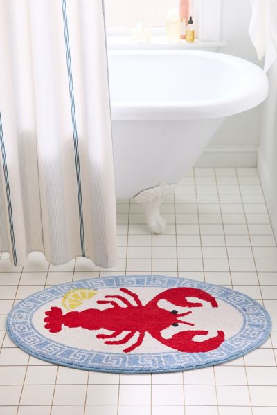 Urban Outfitters Lobster Platter Tufted Runner Bath Mat In Red At