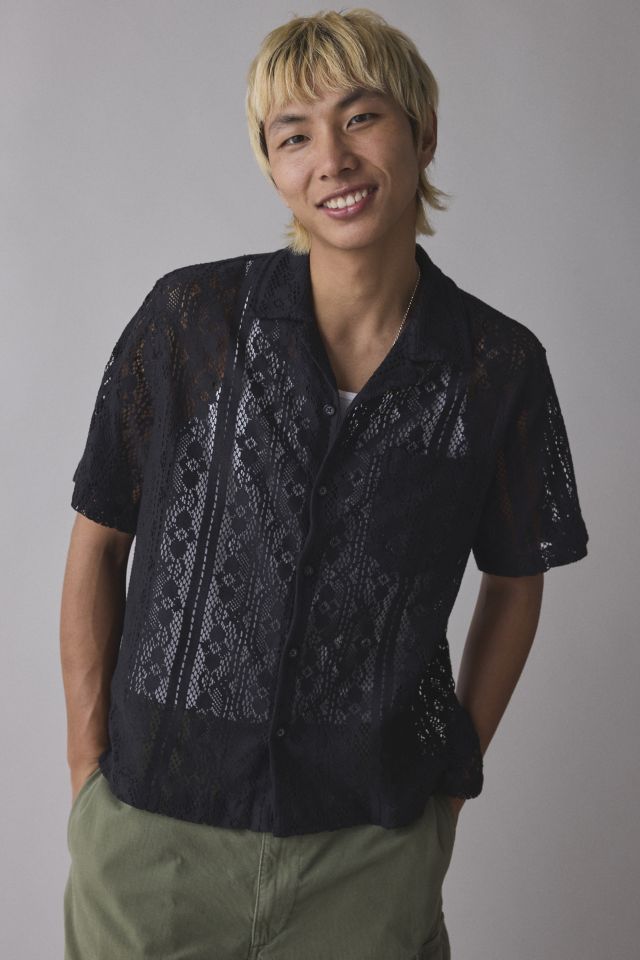 UO Liam Lace Short Sleeve Shirt | Urban Outfitters