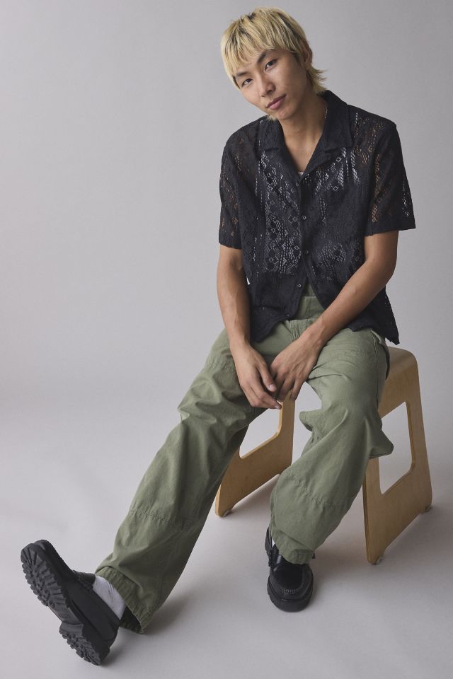 UO Liam Lace Short Sleeve Shirt