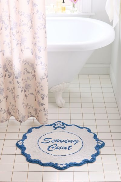 Urban Outfitters Serving… Round Scalloped Tufted Bath Mat In Cream At