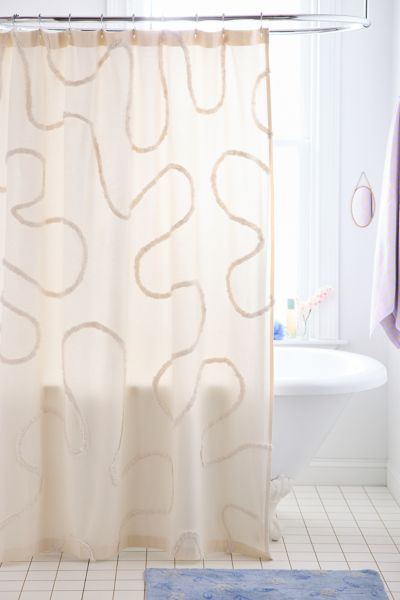 Urban Outfitters Wiggle Tufted Shower Curtain In White At