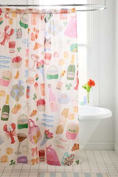 Urban Outfitters Seaside Weekend Patterned Shower Curtain At  In Multi