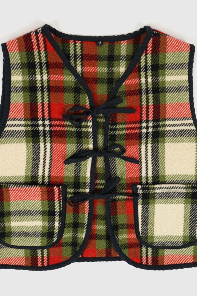 Reworked Woolen Plaid Tie Vest 05 #2