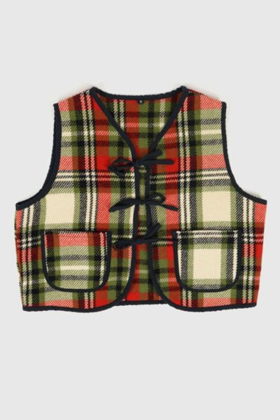 Reworked Woolen Plaid Tie Vest 05