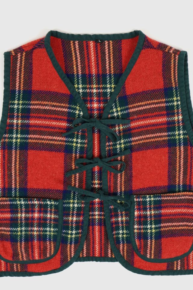 Reworked Woolen Plaid Tie Vest 09 #2