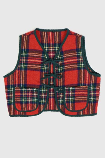 Reworked Woolen Plaid Tie Vest 09