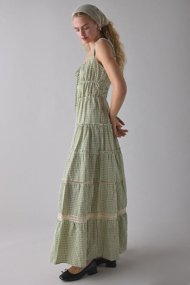 Daisy Street Gingham Tiered Milkmaid Maxi Dress #1