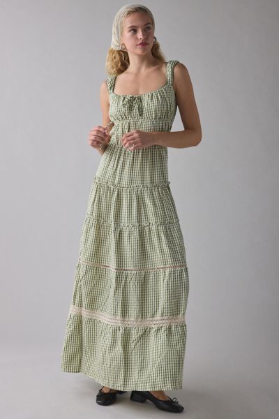 Daisy Street Gingham Tiered Milkmaid Maxi Dress