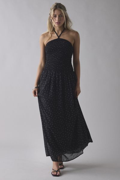 Daisy Street Polka Dot High Neck Halter Maxi Dress