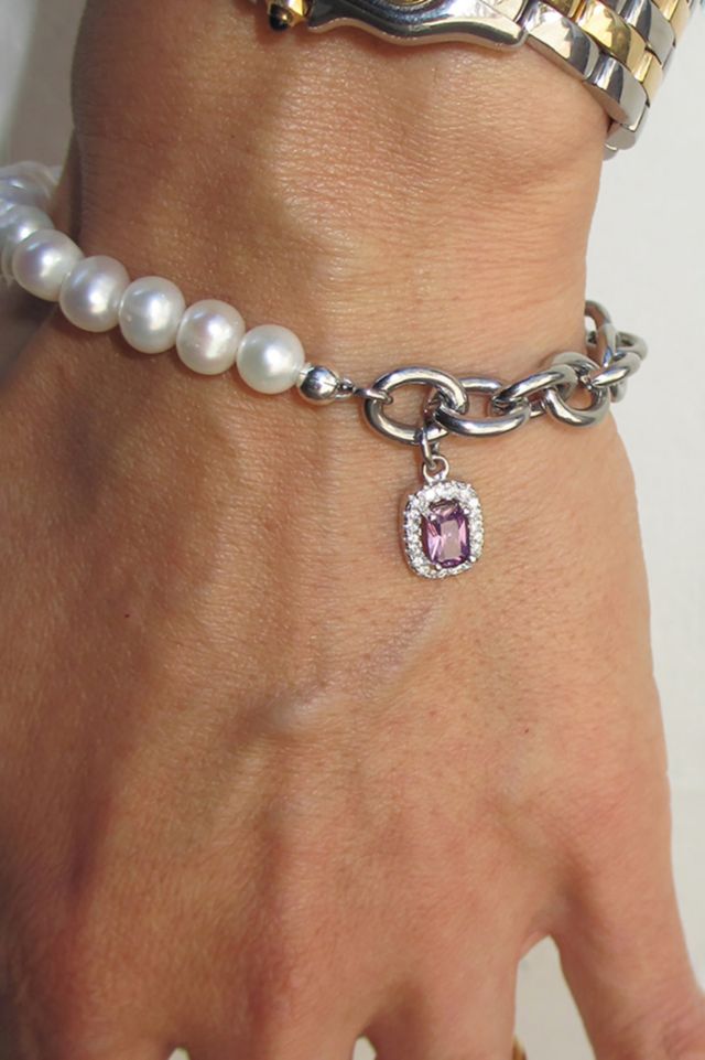 RIMOR Half Pearl Half Chain Gem Bracelet #1