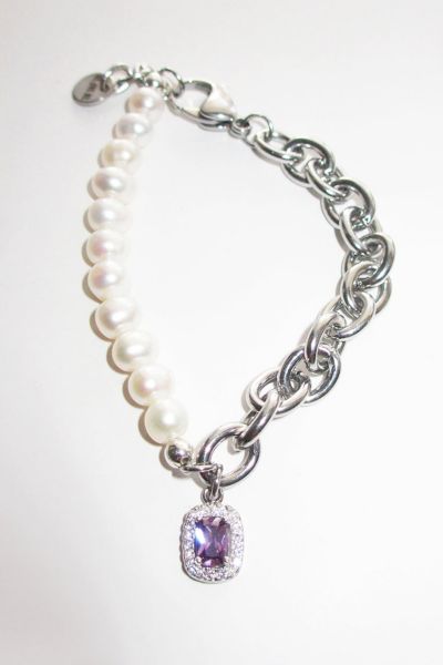 RIMOR Half Pearl Half Chain Gem Bracelet