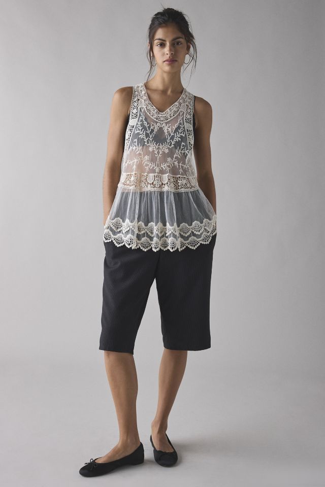 Kimchi Blue Cleo Sheer Embroidered Lace Babydoll Tank Top