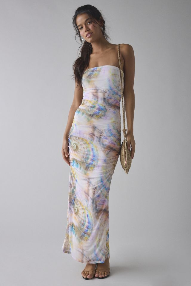 AFRM Marlo Ruched Mesh Strapless Maxi Dress #1