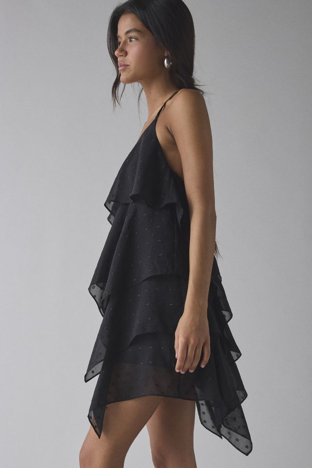 AFRM Decima Clip Dot Chiffon Tiered Ruffle Halter Mini Dress #2