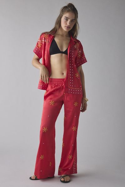 パンツ ELIN Floral turn-up pants f3bc026619a52e192d74df9d8f00cc