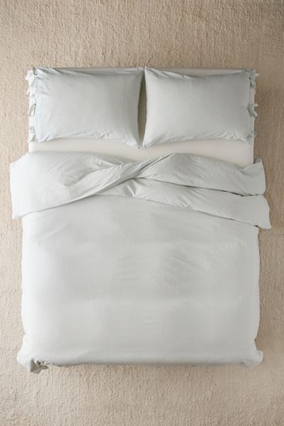 Yarn Dye Striped Knotted Duvet Cover