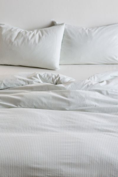 Housse de couette nouée à rayures teintes de fil
