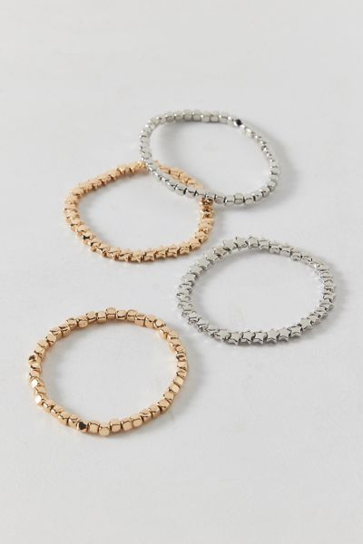 URBAN OUTFITTERS MARAIS METAL BEADED STRETCH BRACELET SET IN GOLD/SILVER MIX, WOMEN'S AT URBAN OUTFITTERS 