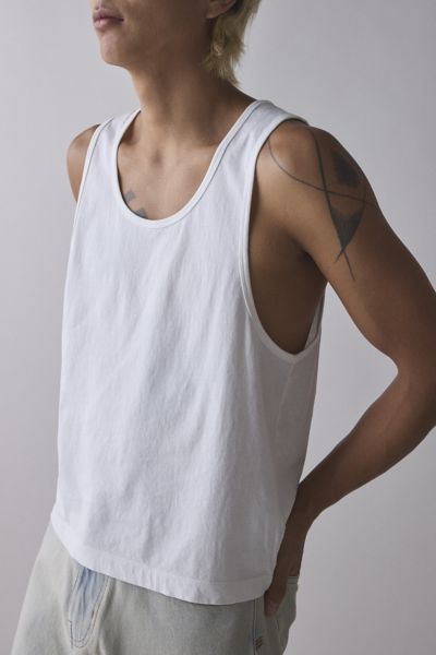 BDG AXEL BOXY COTTON TANK TOP IN WHITE, MEN'S AT URBAN OUTFITTERS 