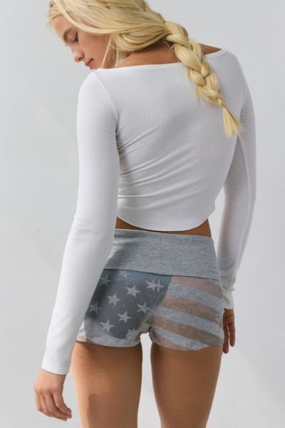 Out From Under Bec Graphic Foldover Micro Short In Grey, Women's At Urban Outfitters In Gray