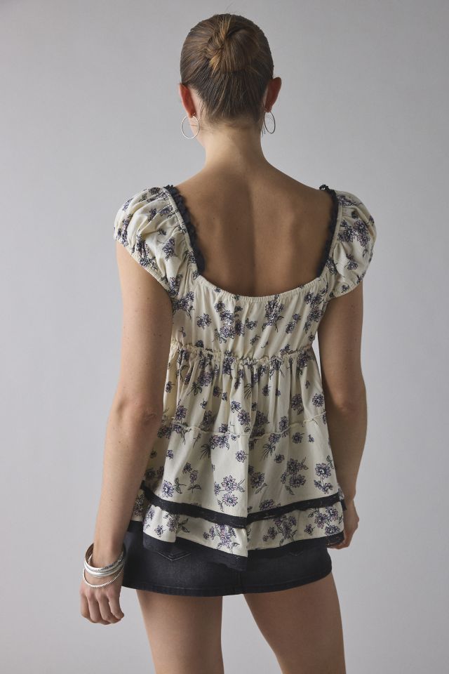 Kimchi Blue Calla Lily Lace-Trim Babydoll Tunic Top