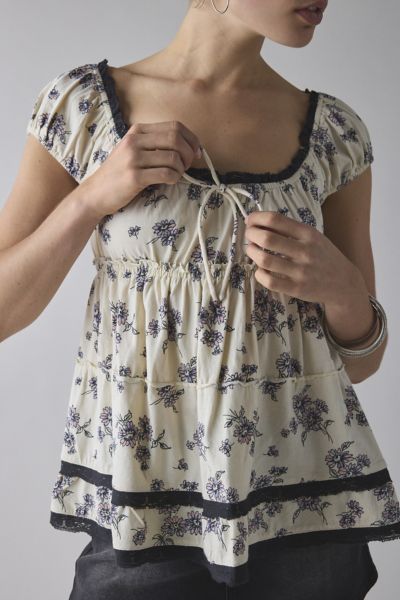 Kimchi Blue Calla Lily Lace-Trim Babydoll Tunic Top