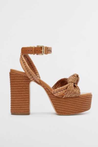 Schutz Khari Knotted Leather Ankle-strap Platform Sandals In Brown