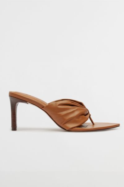 SCHUTZ LORI KNOTTED THONG MULE HEEL IN BROWN, WOMEN'S AT URBAN OUTFITTERS 
