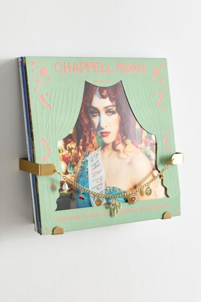 Urban Outfitters Mixed Charms Vinyl Record Holder In Gold At  In Green