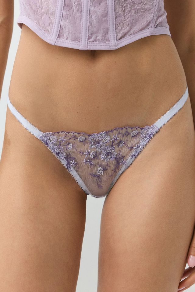 Out From Under Perfect Petal Embroidered Mesh Thong #1
