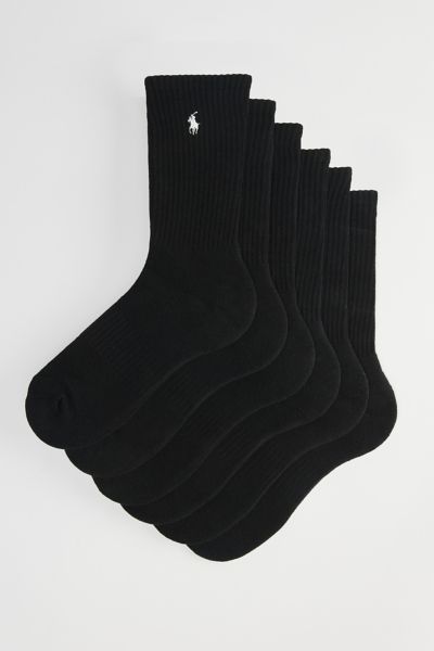 Polo Ralph Lauren Performance Crew Sock 6-pack In Black, Men's At Urban Outfitters