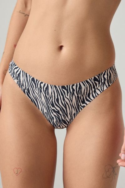 Out From Under Second Skin Fusion Thong In Zebra Print, Women's At Urban Outfitters In Animal Print