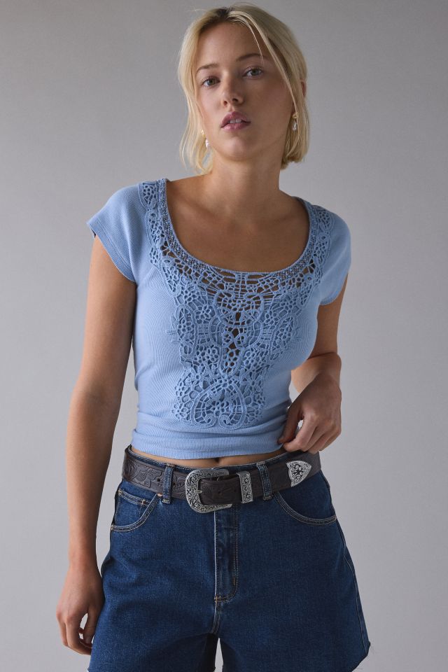 Kimchi Blue Leandra Lace-Trim Cotton Baby Tee #2