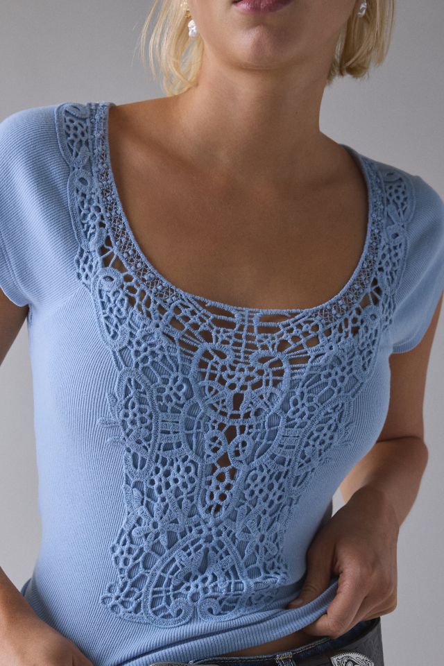 Kimchi Blue Leandra Lace-Trim Cotton Baby Tee #3