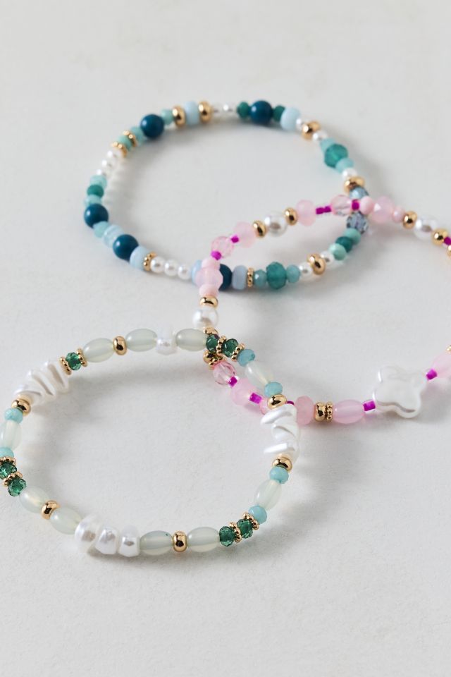 Constellation Pearl & Gold Beaded Stretch Bracelet Set #2