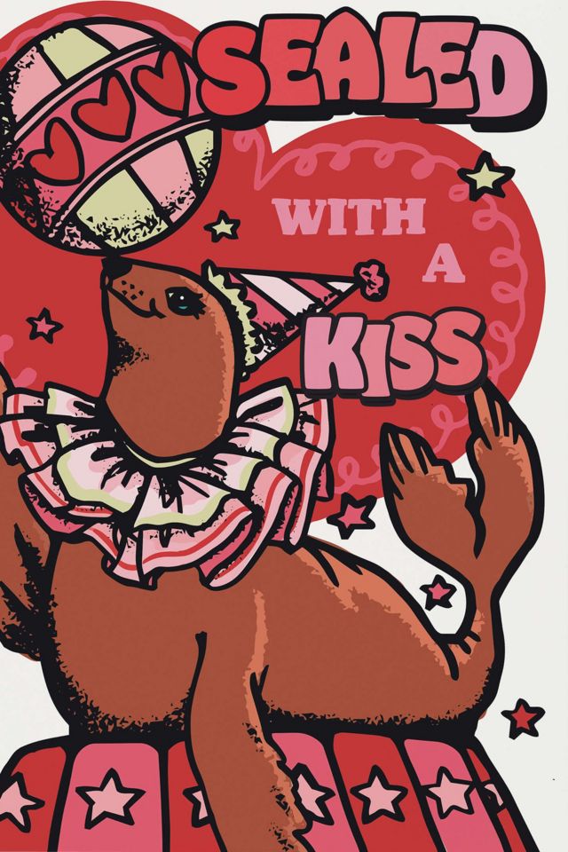 Red Cap Sealed with a Kiss Love Greeting Card #1