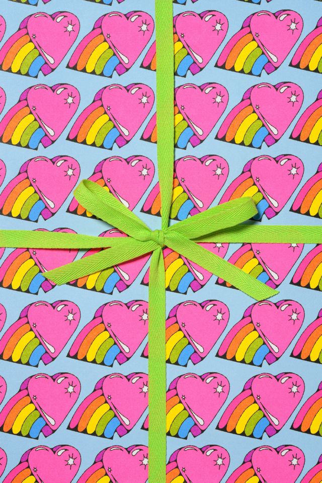 Red Cap Rainbow Hearts Wrapping Paper #1