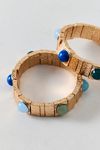 Stone Inset Chunky Tile Beaded Stretch Bracelet Set