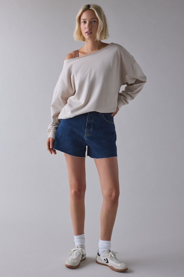 UO Phoebe Off-The-Shoulder Ladder Knit Oversized Pullover #2