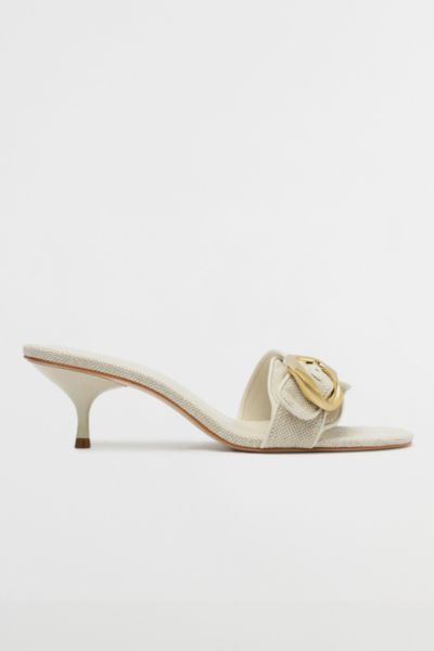 Schutz Olga Buckle Kitten Heel Sandal In Beige