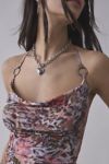 UO Isabel O-Ring Plunging Cowl Halter Top