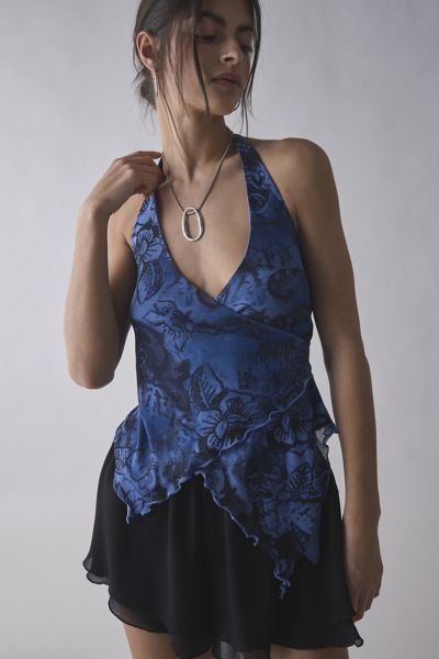 Kimchi Blue Clarabella Burnout Velvet Ruffle Peplum Tube Top