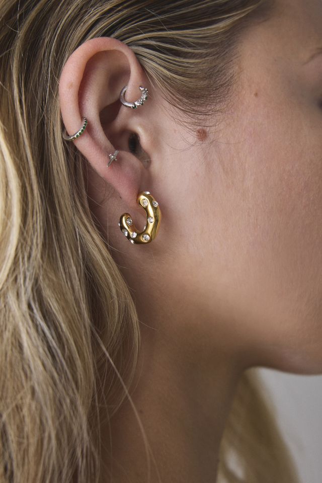 Gem Inset Waterproof Hoop Earring #1