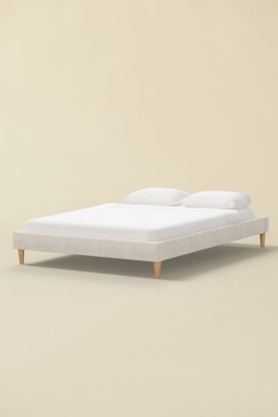 Urban Outfitters Vivienne Gingham Upholstered Platform Bed In Ivory At  In Ivory