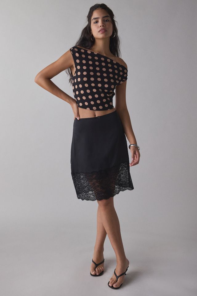 AFRM Eliza Almond Dot One-Shoulder Crop Top #2