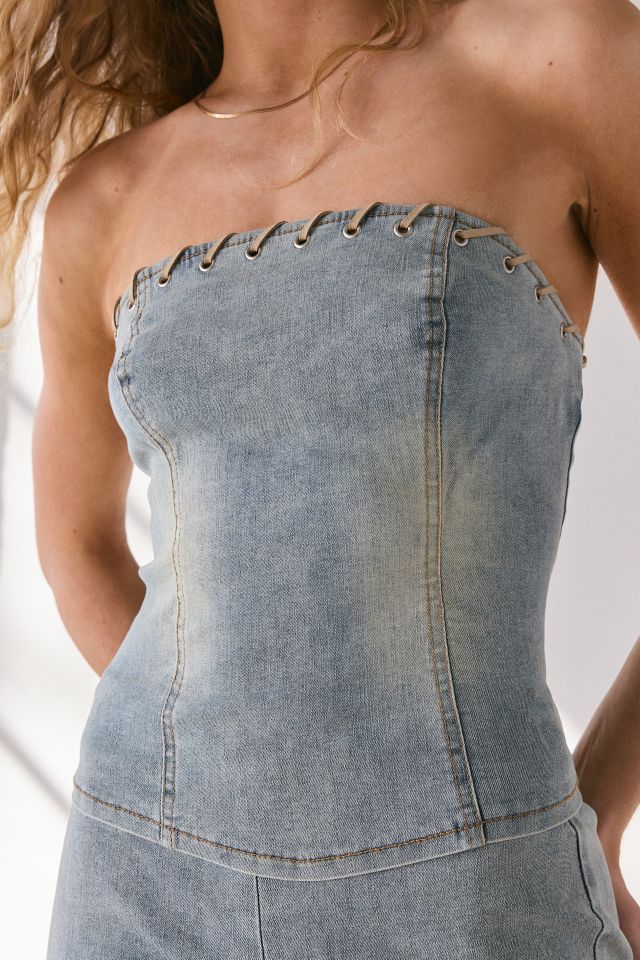 by.DYLN Davina Strapless Denim Corset Top #3