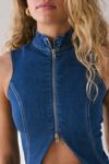 by.DYLN Hadley Zip-Front Flyaway Denim Vest Top