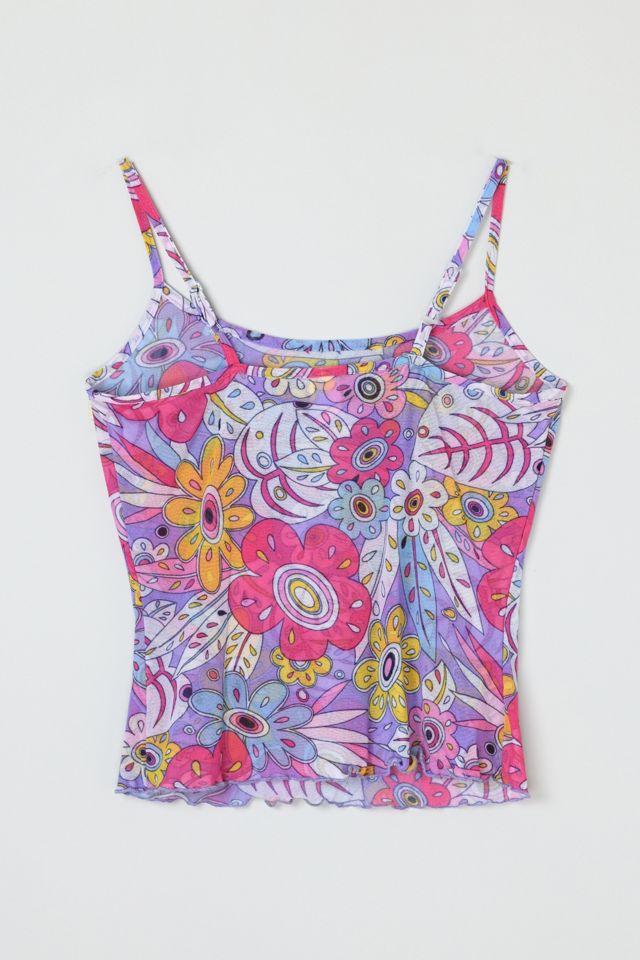 Y2K Floral Beaded Mesh Cami (L)