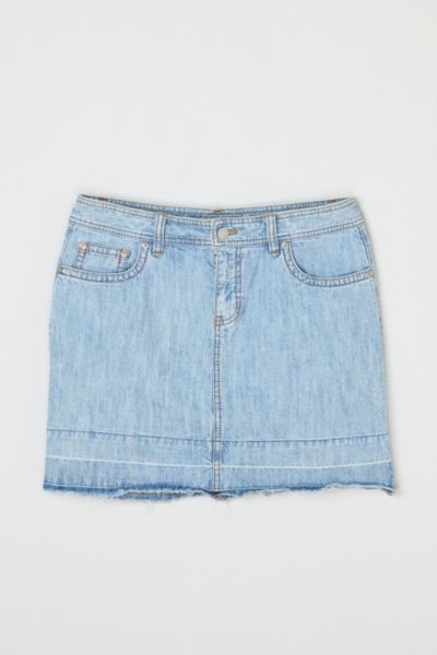 Vintage Y2k Raw-Edged Denim Mini Skirt
